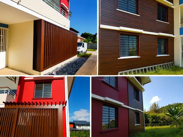 Bardage bois et brise-vue sur façade d'immeuble