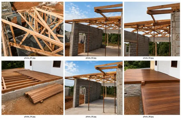 Charpente bois et terrasse en lames de bois